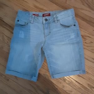 Light wash blue jean shorts